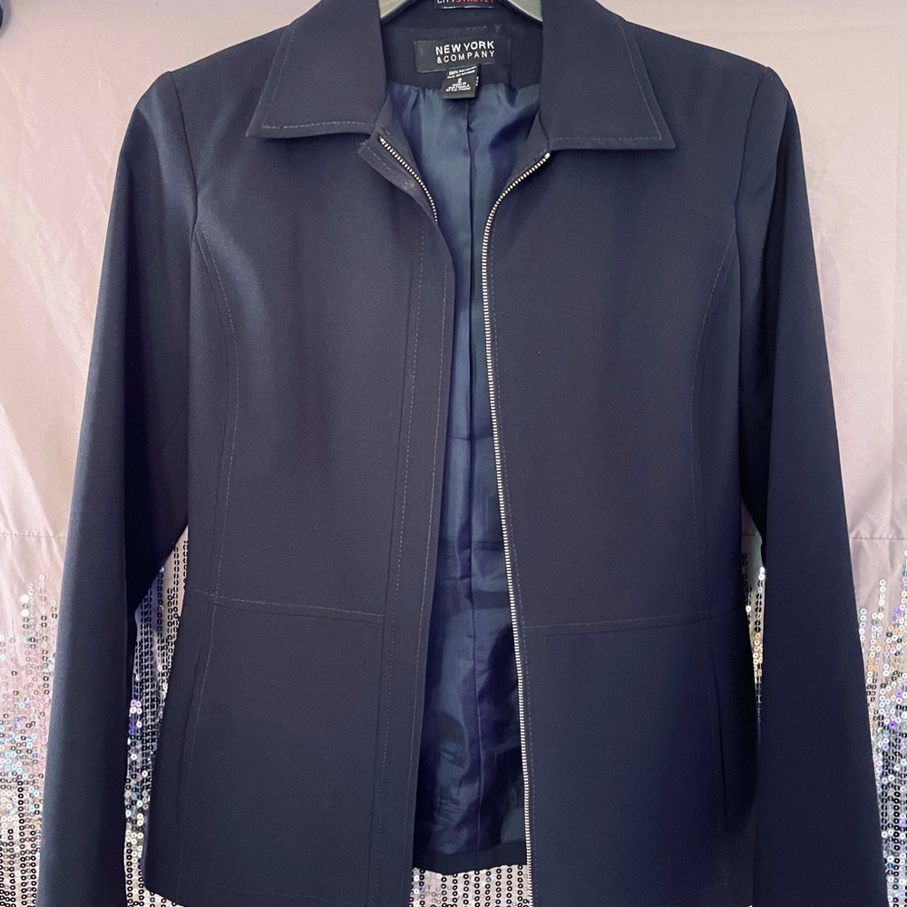 New York & Co. Black Zip up Dress Jacket Size 2